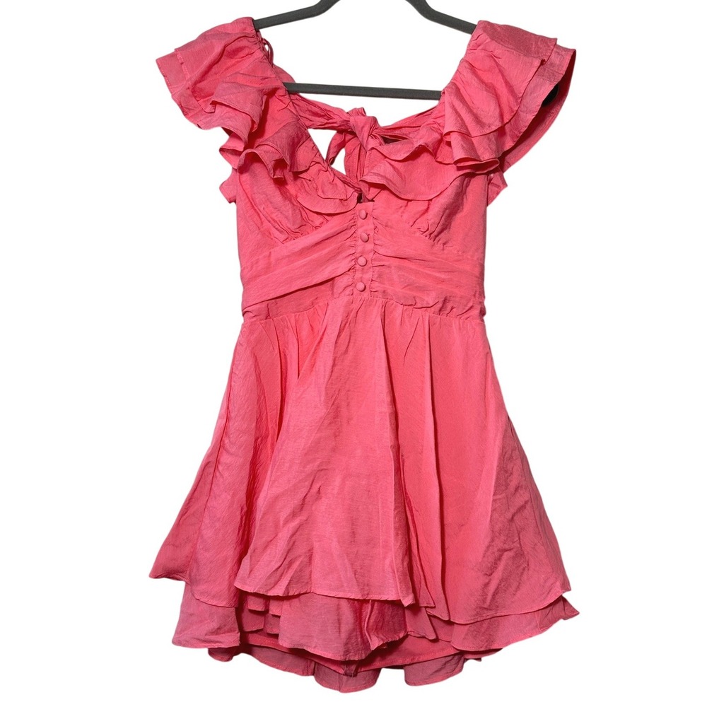 Mustard Seed Pink Ruffle Romper Skort Dress‎ S Barbiecore Cottagecore Coquette